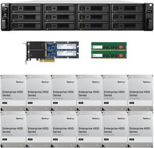 Synology RS3621xs+ 12-Bay NAS with 16GB RAM and 96TB (12 x 8TB) of Synology Enterprise Drives and 1.6TB (2 x 800GB) Cache Fully Assembled and Tested By CustomTechSales
