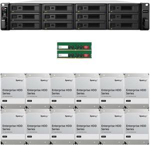 Synology RS3621RPxs 12-Bay NAS with 16GB RAM and 96TB (12 x 8TB) of Synology Enterprise Drives Fully Assembled and Tested By CustomTechSales
