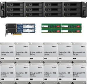 Synology RS3621RPxs 12-Bay NAS with 32GB RAM and 144TB (12 x 12TB) of Synology Enterprise Drives and 800GB (2 x 400GB) Cache Fully Assembled and Tested By CustomTechSales