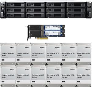 Synology RS2423+ 12-Bay NAS with 8GB RAM and 96TB (12 x 8TB) of Synology Enterprise Drives and 1.6TB (2 x 800GB) Cache Fully Assembled and Tested By CustomTechSales