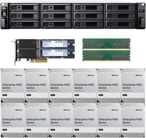 Synology RS2423+ 12-Bay NAS with 32GB RAM and 48TB (12 x 4TB) of Synology Enterprise Drives and 1.6TB (2 x 800GB) Cache Fully Assembled and Tested By CustomTechSales