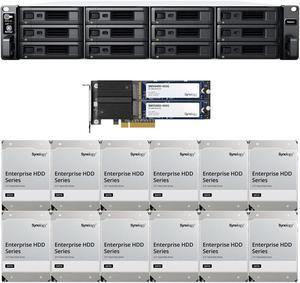 Synology RS2423+ 12-Bay NAS with 8GB RAM and 96TB (12 x 8TB) of Synology Enterprise Drives and 800GB (2 x 400GB) Cache Fully Assembled and Tested By CustomTechSales