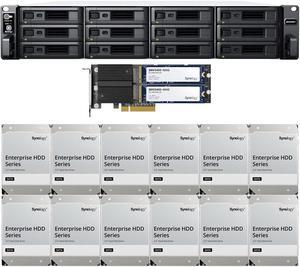 Synology RS2423RP+ 12-Bay NAS with 8GB RAM and 144TB (12 x 12TB) of Synology Enterprise Drives and 800GB (2 x 400GB) Cache Fully Assembled and Tested By CustomTechSales