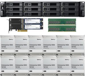 Synology RS2423RP+ 12-Bay NAS with 16GB RAM and 144TB (12 x 12TB) of Synology Enterprise Drives and 800GB (2 x 400GB) Cache Fully Assembled and Tested By CustomTechSales