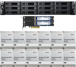 Synology RS2423RP+ 12-Bay NAS with 8GB RAM and 192TB (12 x 16TB) of Synology Enterprise Drives and 1.6TB (2 x 800GB) Cache Fully Assembled and Tested By CustomTechSales
