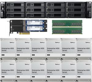 Synology RS2423RP+ 12-Bay NAS with 32GB RAM and 192TB (12 x 16TB) of Synology Enterprise Drives and 1.6TB (2 x 800GB) Cache Fully Assembled and Tested By CustomTechSales