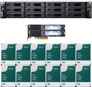 Synology RS2423+ 12-Bay NAS with 8GB RAM and 48TB (12 x 4TB) of Synology Plus Series Drives and 1.6TB (2 x 800GB) Cache Fully Assembled and Tested By CustomTechSales