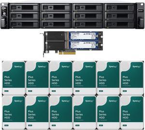 Synology RS2423RP+ 12-Bay NAS with 8GB RAM and 48TB (12 x 4TB) of Synology Plus Series Drives and 1.6TB (2 x 800GB) Cache Fully Assembled and Tested By CustomTechSales