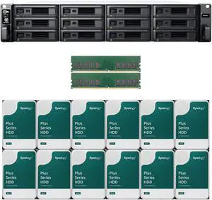 Synology RS2423+ 12-Bay NAS with 16GB RAM and 144TB (12 x 12TB) of Synology Plus Series Drives Fully Assembled and Tested By CustomTechSales
