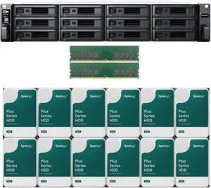Synology RS2423RP+ 12-Bay NAS with 32GB RAM and 48TB (12 x 4TB) of Synology Plus Series Drives Fully Assembled and Tested By CustomTechSales