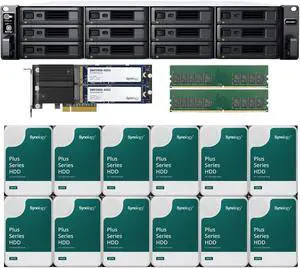 Synology RS2423RP+ 12-Bay NAS with 16GB RAM and 48TB (12 x 4TB) of Synology Plus Series Drives and 800GB (2 x 400GB) Cache Fully Assembled and Tested By CustomTechSales