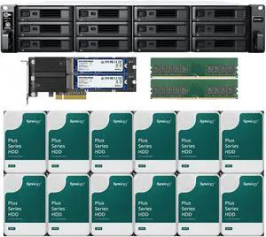 Synology RS2423RP+ 12-Bay NAS with 16GB RAM and 48TB (12 x 4TB) of Synology Plus Series Drives and 1.6TB (2 x 800GB) Cache Fully Assembled and Tested By CustomTechSales