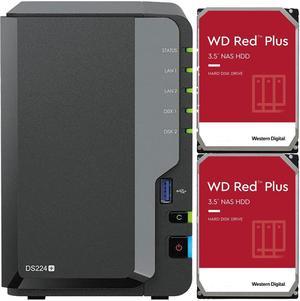 Synology DS224+ 2-Bay NAS with 2GB RAM and 6TB (2 x 3TB) of Western Digital Red Plus Drives Fully Assembled and Tested By CustomTechSales