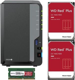 Synology DS224+ 2-Bay NAS with 6GB RAM and 6TB (2 x 3TB) of Western Digital Red Plus Drives Fully Assembled and Tested By CustomTechSales