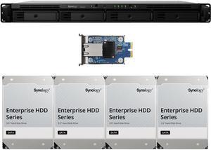 Synology RS422+ 4-Bay NAS with 2GB RAM, E10G22-T1-Mini 10GbE Adapter and 64TB (4 x 16TB) of Synology Enterprise Series Drives Fully Assembled and Tested By CustomTechSales