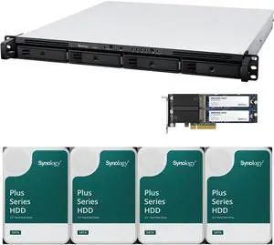 Synology RS822+ AMD Ryzen V1500B 4-Bay NAS 2GB RAM, 800GB (2x400GB) Cache, 16TB (4 x 4TB) of Synology Plus NAS Drives Fully Assembled and Tested By CustomTechSales