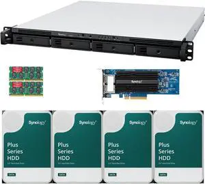 Synology RS822+ AMD Ryzen V1500B 4-Bay NAS 32GB RAM, E10G18-T2 10GbE Adapter, 16TB (4 x 4TB) of Synology Plus NAS Drives Fully Assembled and Tested By CustomTechSales