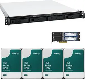 Synology RS822RP+ AMD Ryzen V1500B 4-Bay NAS 2GB RAM, 1.6TB (2x800GB) Cache, 16TB (4 x 4TB) of Synology Plus NAS Drives Fully Assembled and Tested By CustomTechSales