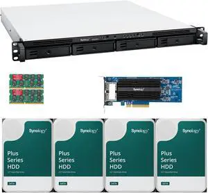 Synology RS822RP+ AMD Ryzen V1500B 4-Bay NAS 16GB RAM, E10G18-T2 10GbE Adapter, 16TB (4 x 4TB) of Synology Plus NAS Drives Fully Assembled and Tested By CustomTechSales