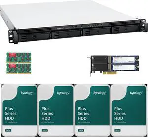 Synology RS822RP+ AMD Ryzen V1500B 4-Bay NAS 16GB RAM, 800GB (2x400GB) Cache, 16TB (4 x 4TB) of Synology Plus NAS Drives Fully Assembled and Tested By CustomTechSales