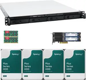 Synology RS822RP+ AMD Ryzen V1500B 4-Bay NAS 8GB RAM, 1.6TB (2x800GB) Cache, 16TB (4 x 4TB) of Synology Plus NAS Drives Fully Assembled and Tested By CustomTechSales