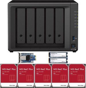 Synology DS1522+ 5-Bay NAS with 8GB RAM and 15TB (5 x 3TB) of Western Digital Red Plus Drives and a 10GbE Adapter and 800GB (2 x 400GB) Synology Cache Fully Assembled and Tested By CustomTechSales