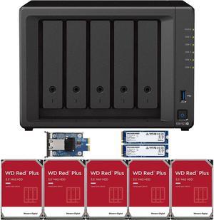 Synology DS1522+ 5-Bay NAS with 8GB RAM and 15TB (5 x 3TB) of Western Digital Red Plus Drives and a 10GbE Adapter and 1.6TB (2 x 800GB) Synology Cache Fully Assembled and Tested By CustomTechSales