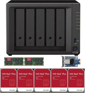 Synology DS1522+ 5-Bay NAS with 32GB RAM and 15TB (5 x 3TB) of Western Digital Red Plus Drives and a 10GbE Adapter Fully Assembled and Tested By CustomTechSales