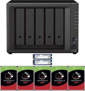 Synology DS1522+ 5-Bay NAS with 8GB RAM and 40TB (5 x 8TB) of Seagate Ironwolf NAS Drives and 1.6TB (2 x 800GB) Synology Cache Fully Assembled and Tested By CustomTechSales