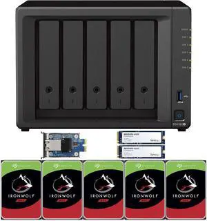 Synology DS1522+ 5-Bay NAS with 8GB RAM and 20TB (5 x 4TB) of Seagate Ironwolf NAS Drives and a 10GbE Adapter and 800GB (2 x 400GB) Synology Cache Fully Assembled and Tested By CustomTechSales