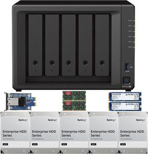 Synology DS1522+ 5-Bay NAS with 32GB RAM and 20TB (5 x 4TB) of Synology Enterprise Drives and a 10GbE Adapter and 1.6TB (2 x 800GB) Synology Cache Fully Assembled and Tested By CustomTechSales