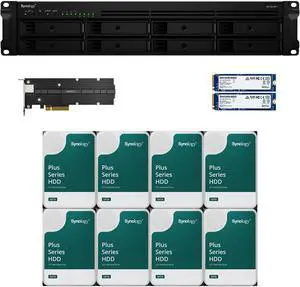 Synology RS1221RP+ RackStation with 4GB RAM, 1.6TB (2x800GB) Synology Cache and 32TB (8 x 4TB) of Synology Plus NAS Drives Fully Assembled and Tested By CustomTechSales