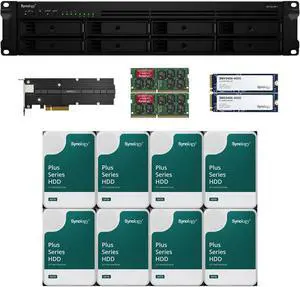 Synology RS1221RP+ RackStation with 16GB RAM, 800GB (2x400GB) Synology Cache and 32TB (8 x 4TB) of Synology Plus NAS Drives Fully Assembled and Tested By CustomTechSales