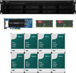 Synology RS1221RP+ RackStation with 16GB RAM, E10G18-T2 10GbE Adapter and 32TB (8 x 4TB) of Synology Plus NAS Drives Fully Assembled and Tested By CustomTechSales