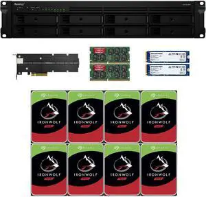 Synology RS1221RP+ RackStation with 16GB RAM, 1.6TB (2x800GB) Synology Cache and 32TB (8 x 4TB) of Seagate Ironwolf NAS Drives Fully Assembled and Tested By CustomTechSales