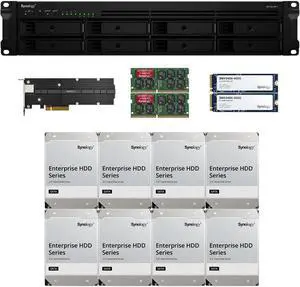 Synology RS1221RP+ RackStation with 16GB RAM, 800GB (2x400GB) Synology Cache and 32TB (8 x 4TB) of Synology Enterprise Drives Fully Assembled and Tested By CustomTechSales