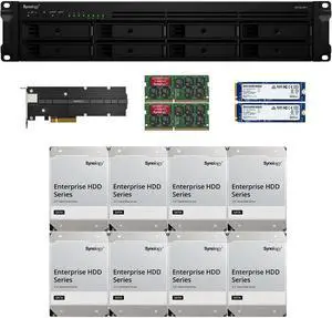 Synology RS1221RP+ RackStation with 16GB RAM, 1.6TB (2x800GB) Synology Cache and 32TB (8 x 4TB) of Synology Enterprise Drives Fully Assembled and Tested By CustomTechSales