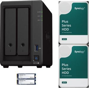 Synology DS723+ 2-Bay NAS, 2GB RAM, 800GB (2x400GB) Cache, 24TB (2 x 12TB) of Synology Plus NAS Drives Fully Assembled and Tested By CustomTechSales
