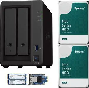 Synology DS723+ 2-Bay NAS, 2GB RAM, 10GbE Adapter, 1.6TB (2x800GB) Cache, 16TB (2 x 8TB) of Synology Plus NAS Drives Fully Assembled and Tested By CustomTechSales