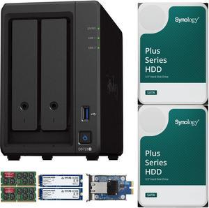 Synology DS723+ 2-Bay NAS, 32GB RAM, 10GbE Adapter, 1.6TB (2x800GB) Cache, 12TB (2 x 6TB) of Synology Plus NAS Drives Fully Assembled and Tested By CustomTechSales