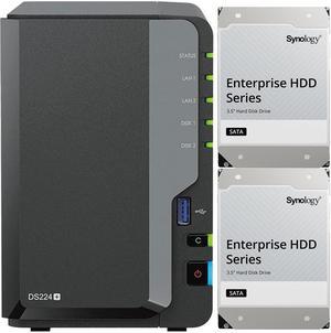 Synology DS224+ 2-Bay NAS with 2GB RAM and 8TB (2 x 4TB) of Synology Enterprise Drives Fully Assembled and Tested By CustomTechSales