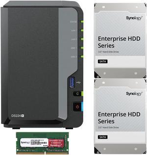Synology DS224+ 2-Bay NAS with 6GB RAM and 36TB (2 x 18TB) of Synology Enterprise Drives Fully Assembled and Tested By CustomTechSales
