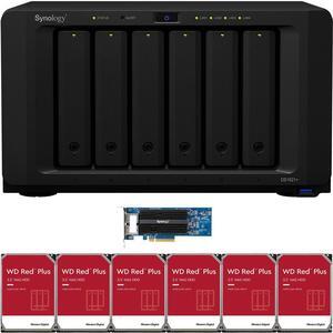 Synology DS1621+ 6-Bay NAS with 4GB RAM, a 2-port 10GbE Adapter, 60TB (6 x 10TB) of Western Digital Red Plus NAS Drives Fully Assembled and Tested By CustomTechSales