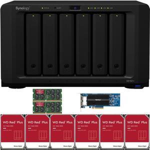 Synology DS1621+ 6-Bay NAS with 32GB RAM, a 2-port 10GbE Adapter, 24TB (6 x 4TB) of Western Digital Red Plus NAS Drives Fully Assembled and Tested By CustomTechSales