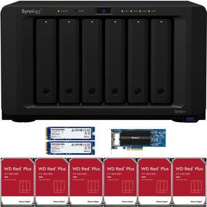 Synology DS1621+ 6-Bay NAS with 4GB RAM, a 2-port 10GbE Adapter, 18TB (6 x 3TB) of Western Digital Red Plus NAS Drives, 1.6TB (2 x 800GB) Synology Cache Fully Assembled and Tested By CustomTechSales