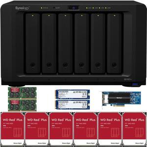 Synology DS1621+ 6-Bay NAS with 16GB RAM, a 2-port 10GbE Adapter, 12TB (6 x 2TB) of Western Digital Red Plus NAS Drives, 1.6TB (2 x 800GB) Synology Cache Fully Assembled and Tested By CustomTechSales