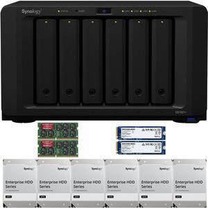 Synology DS1621+ 6-Bay NAS with 16GB RAM and 72TB (6 x 12TB) of Synology Enterprise Drives and 1.6TB (2 x 800GB) Synology Cache Fully Assembled and Tested By CustomTechSales