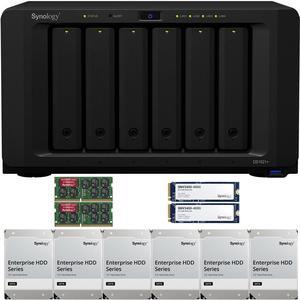 Synology DS1621+ 6-Bay NAS with 8GB RAM and 96TB (6 x 16TB) of Synology Enterprise Drives and 800GB (2 x 400GB) Synology Cache Fully Assembled and Tested By CustomTechSales