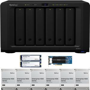 Synology DS1621+ 6-Bay NAS with 4GB RAM, a 2-port 10GbE Adapter and 24TB (6 x 4TB) of Synology Enterprise Drives and 800GB (2 x 400GB) Synology Cache Fully Assembled and Tested By CustomTechSales