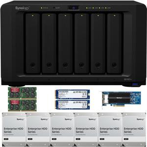 Synology DS1621+ 6-Bay NAS with 32GB RAM, a 2-port 10GbE Adapter and 96TB (6 x 16TB) of Synology Enterprise Drives and 1.6TB (2 x 800GB) Synology Cache Fully Assembled and Tested By CustomTechSales